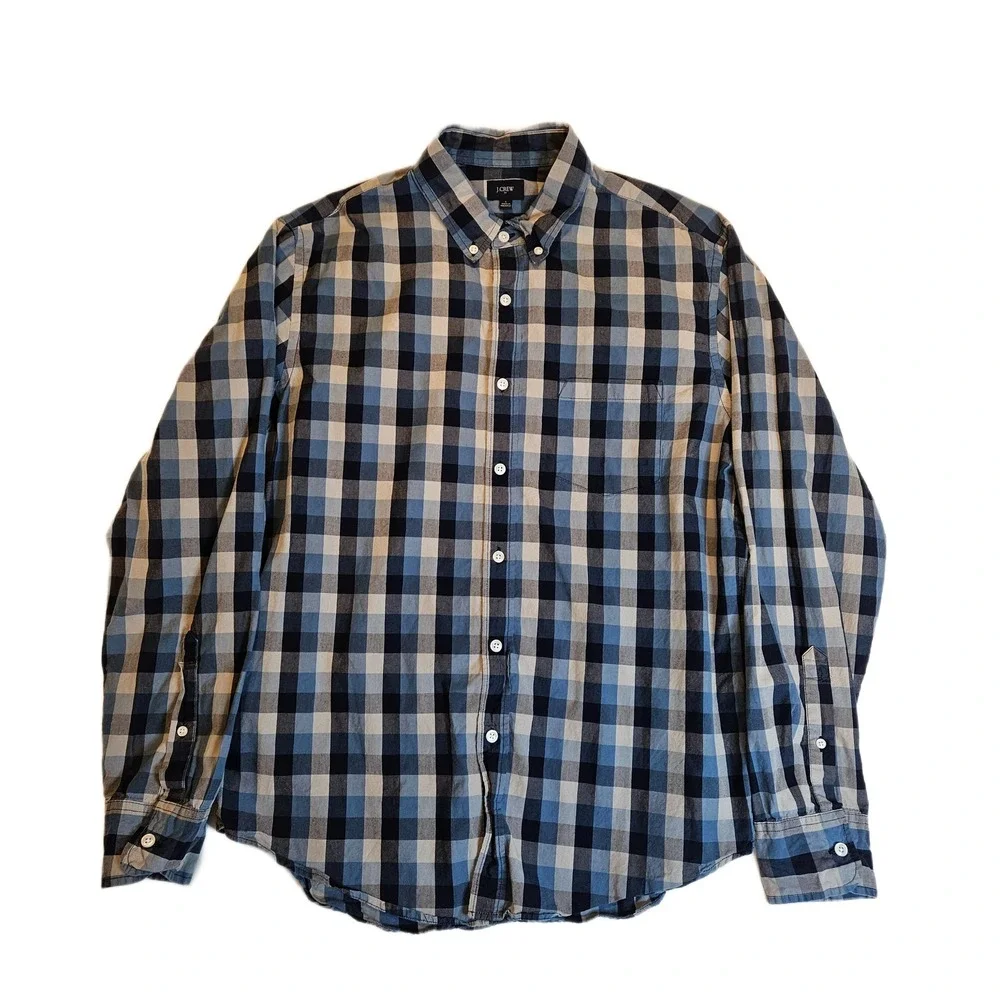 J.Crew Size Large Blue‎ Plaid Button-Up Shirt